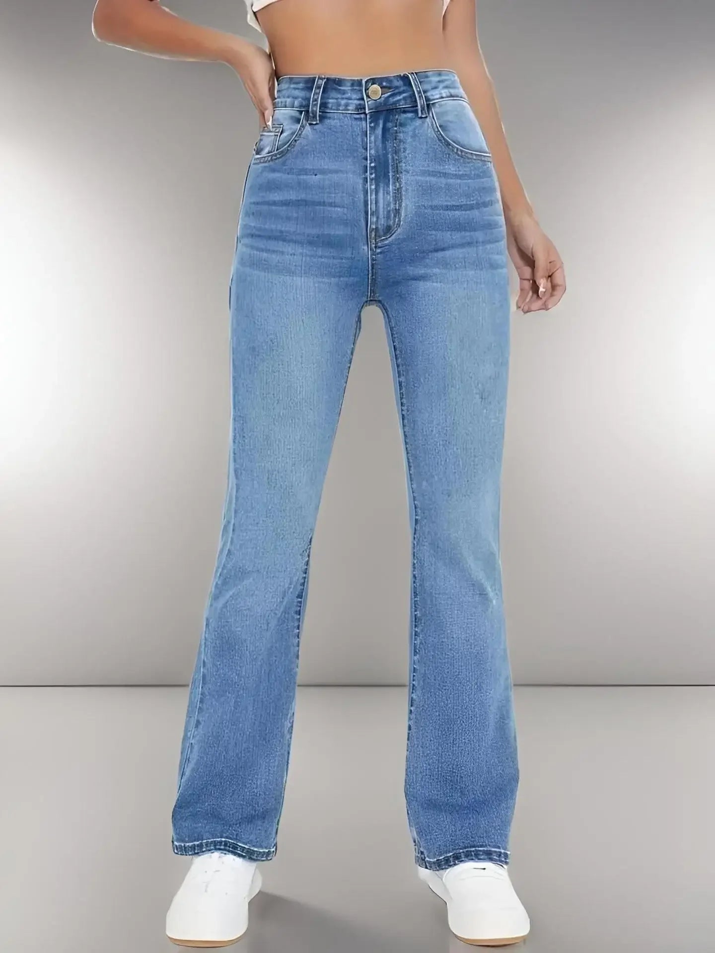 High-Waisted Denim Jeans
