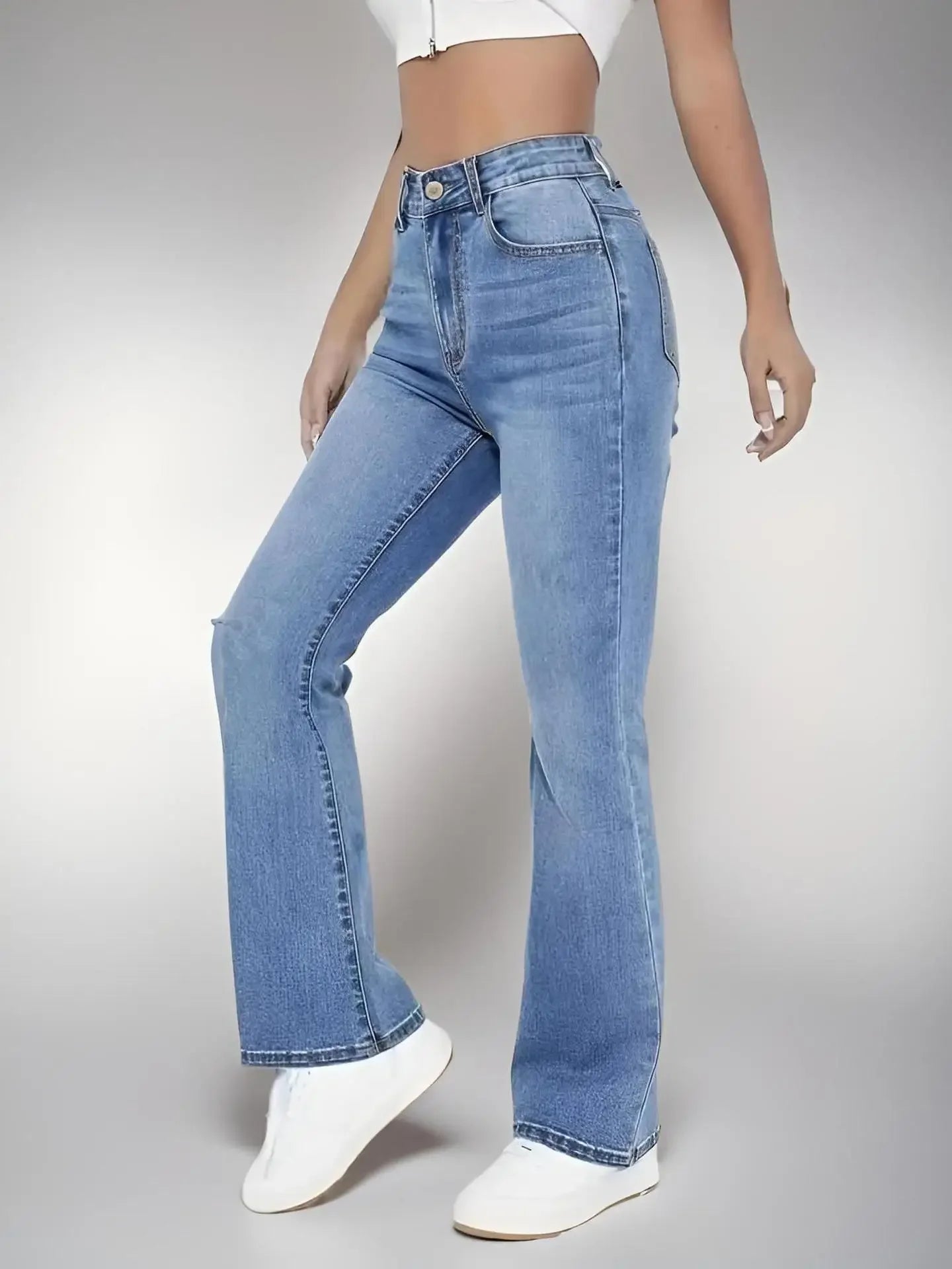 High-Waisted Denim Jeans