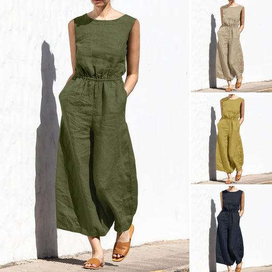 Cotton Linen Jumpsuit Women