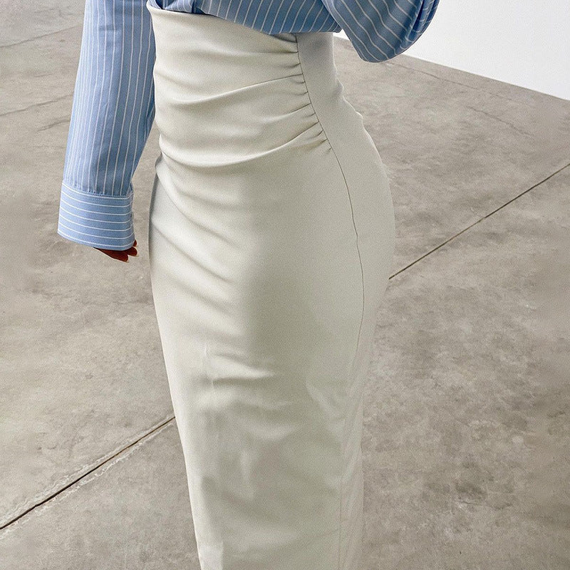 High Waist Midi-Length Skirt