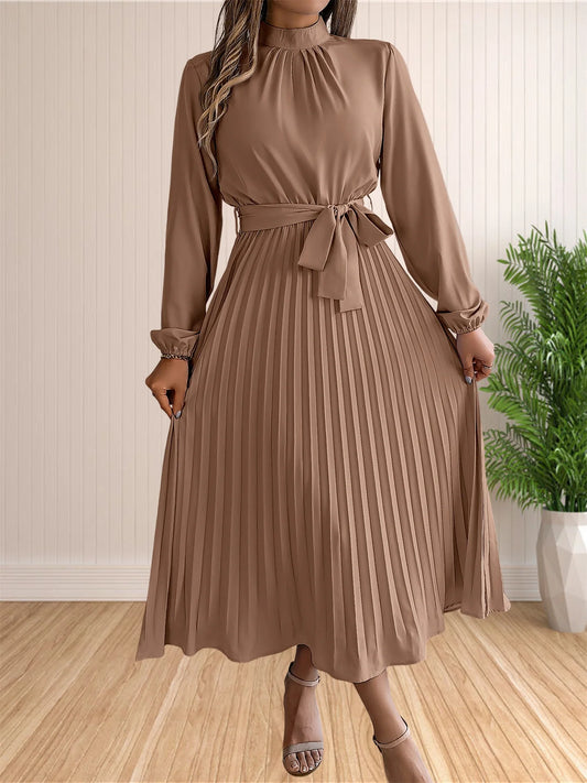 Pleated Long Sleeve Dress