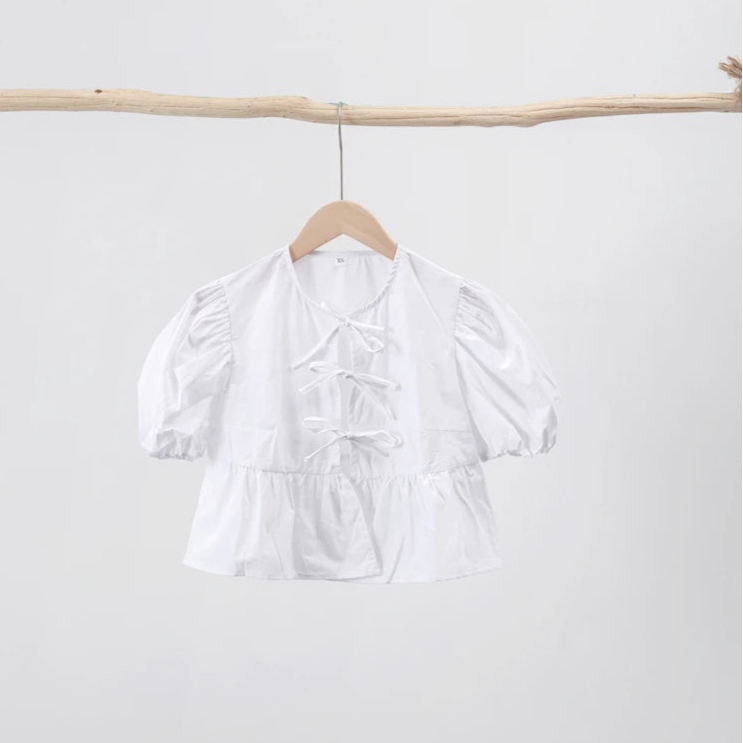Bow Tied Lace Up Shirt Women