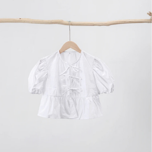 Bow Tied Lace Up Shirt Women