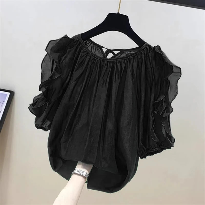 Ruffled Half Sleeve Blouse